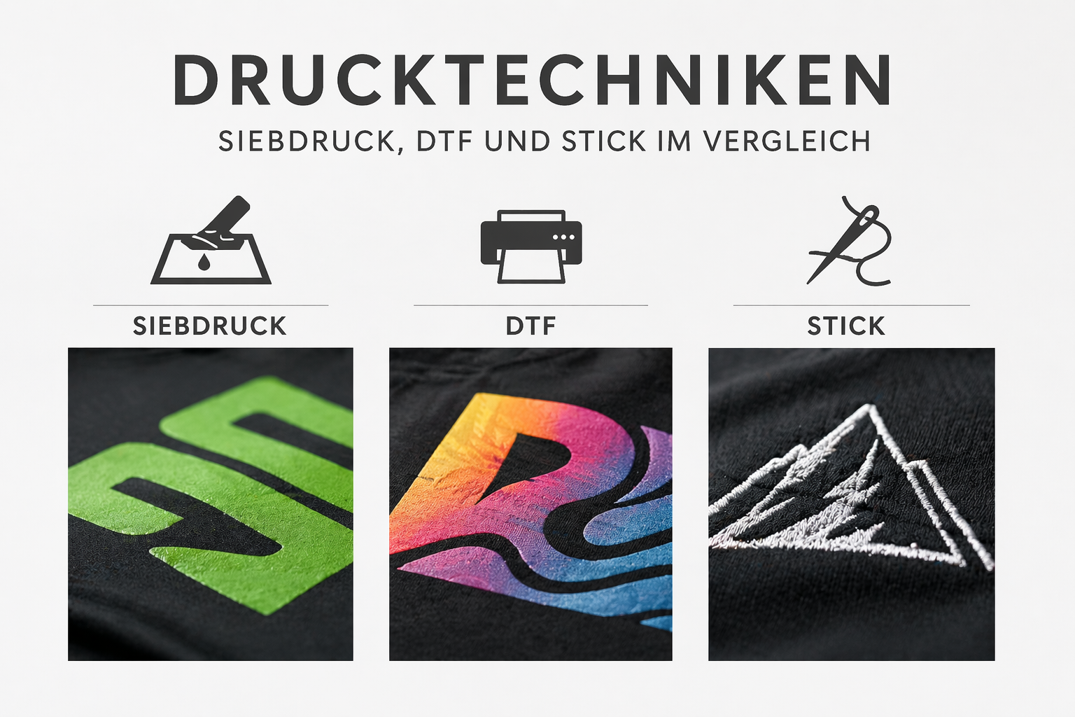Siebdruck, DTF oder Stick – welche Veredelung passt zu eurem Logo?